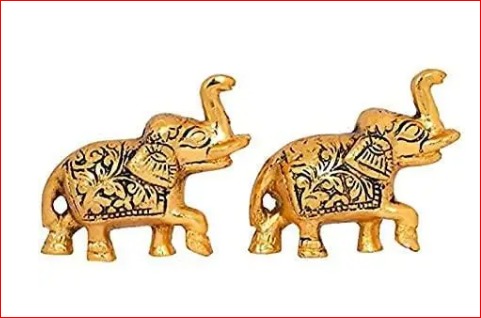Golden Color Elephant Gun Small Pair Set For Home Temple Set
