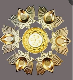Lotus Inspired Centerpiece Urli Diya 6 Diyas