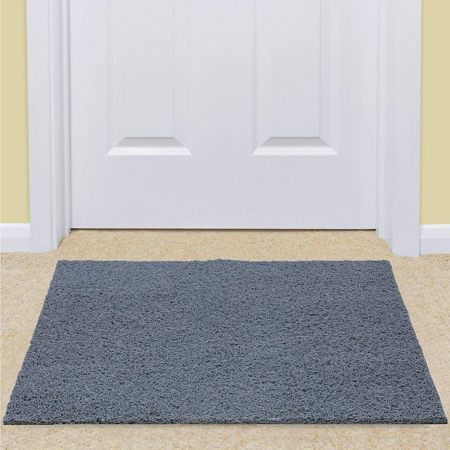 Kuber Industries Rubber 1 Piece Rectangular Door Mat 16 X 24 Inch Grey