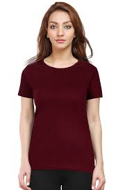 Women Burgundy Colour Round Neck Regular T Shirt Size S