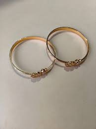Set Of 2 Gold Plated Brass Finish Trendy Bangles For Women Girls 2 Point 4