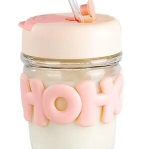 Coffee Cup With Silicone Lid And Glass Straw Crystal Tumbler 350Ml