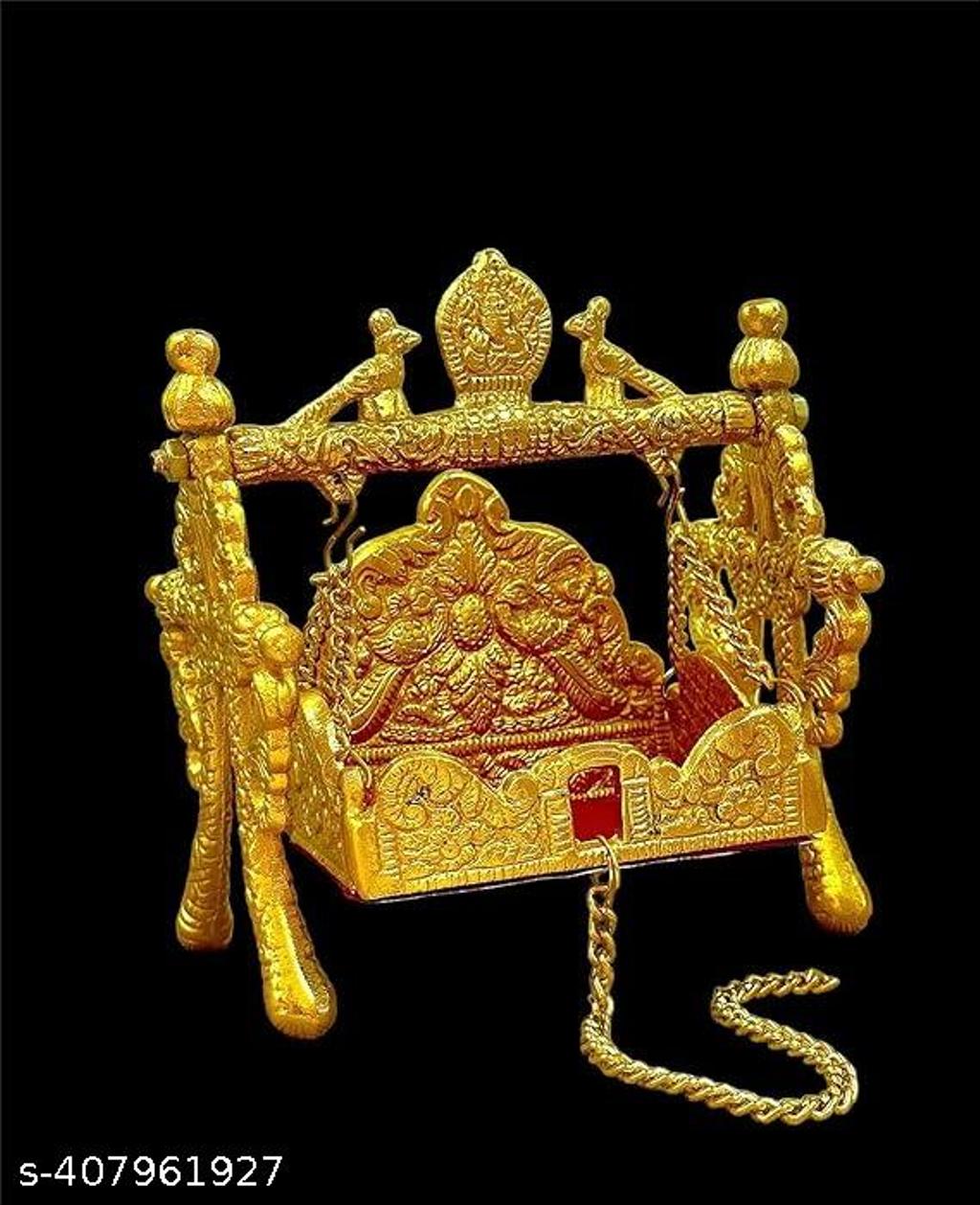 Wish Online Designer Golden Laddu Gopal Jhula Swing Palna