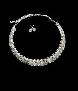 Silver Necklace And Earrings Combo For Women