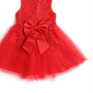 Hopscotch Red Colour Kids Girls Maxi Sleeveless Floral Applique Party Dress 5 To 6Y