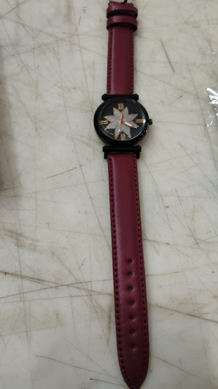 Women Maroon Color Wrist Watch