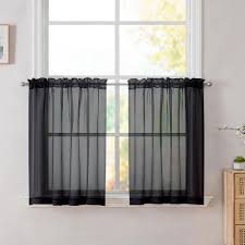 Simplebrand Black Tier Curtains For Kitchen Size 5 Feet 2 Pcs