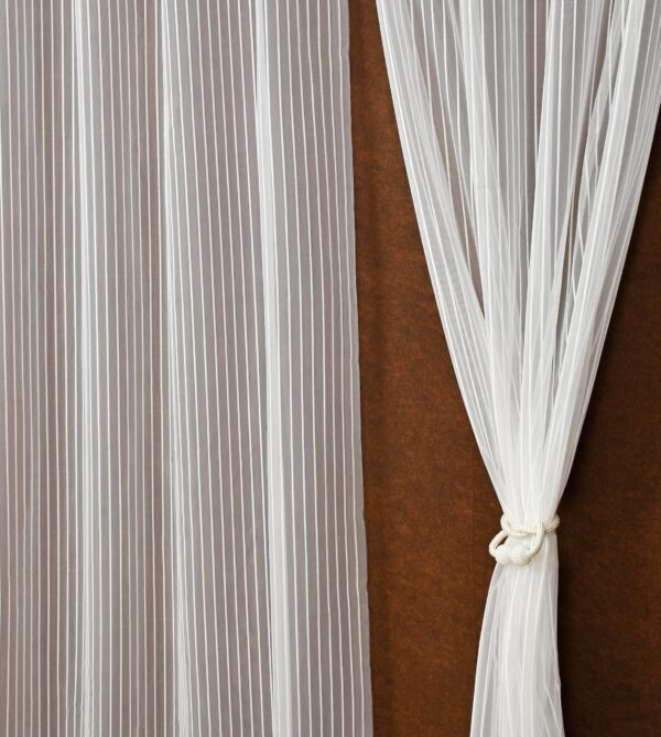 Pindia Polyester Semi Transparent Door Curtain Single Curtain Size 7Ft Colour White Silver