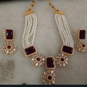 Women Maroon Colour Necklace Set