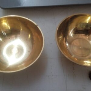 Caracal Brass Katori For Puja Decoration Home Round Bowl Gold 35 X25 X 2 Cm Pack 2