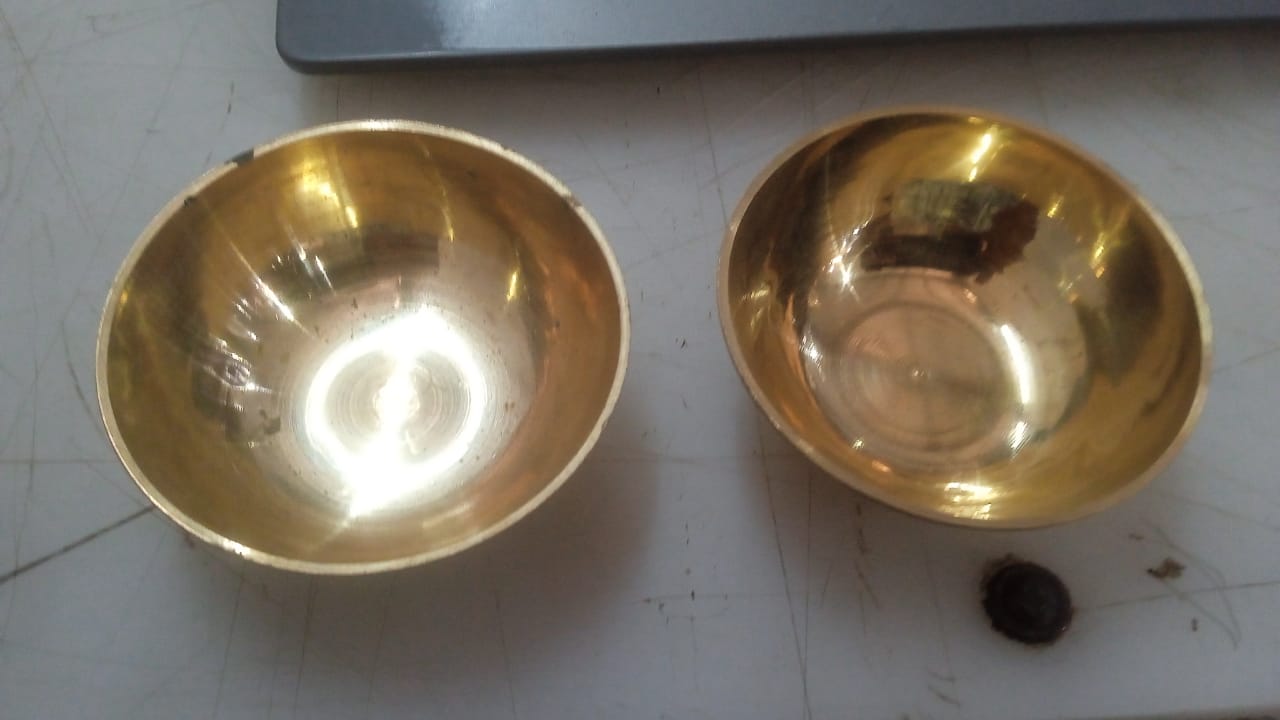 Caracal Brass Katori For Puja Decoration Home Round Bowl Gold 35 X25 X 2 Cm Pack 2