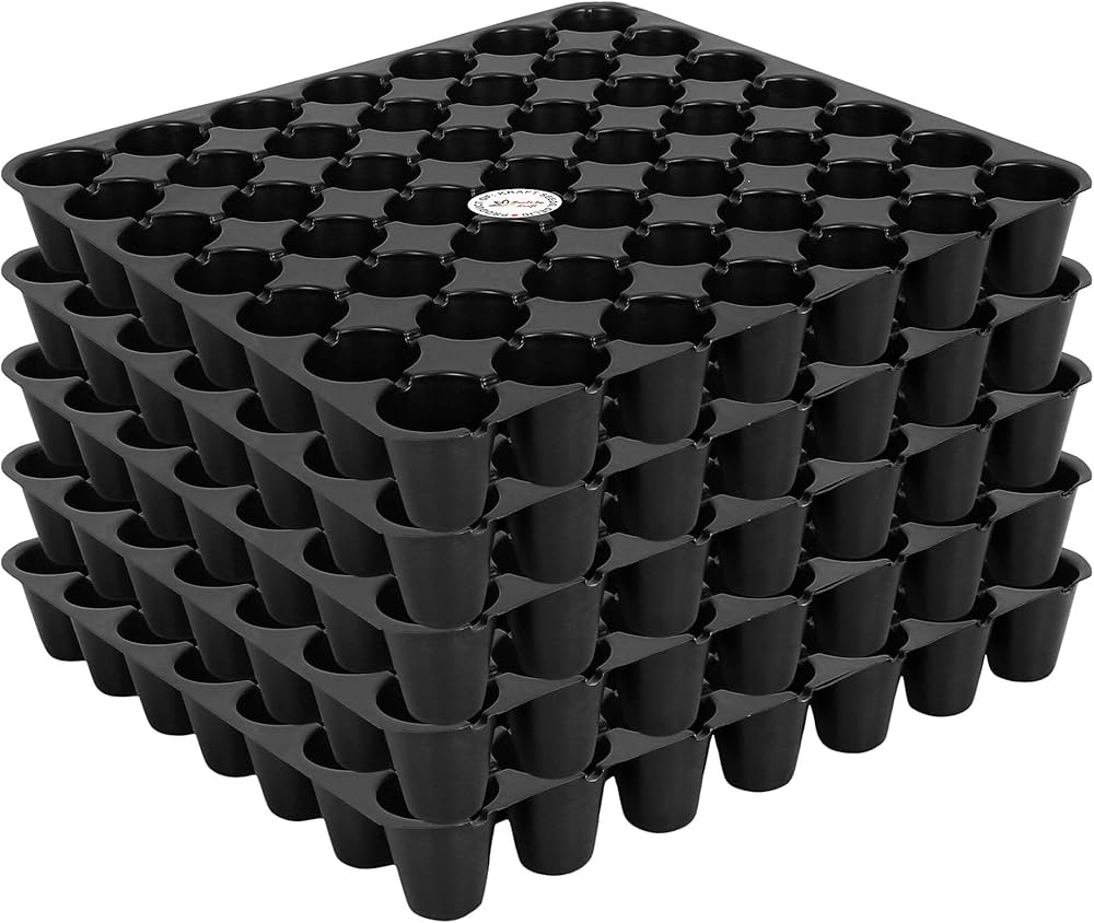 Black 49 Holes 7X7 Cell Germination Tray For Seedlings Set Of 5