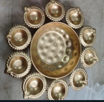 Gold Colour Flower Urli Diya Plate