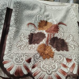 Cream And Brown Colour 5 Seater Sofa Cover