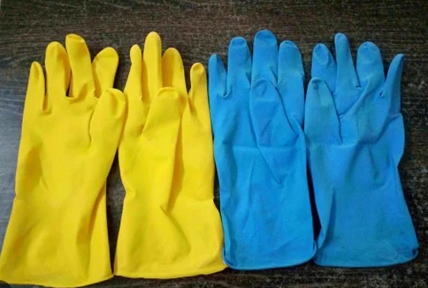 Deccan Household Gloves Size 9 Yellow And Blue Pack Of 2