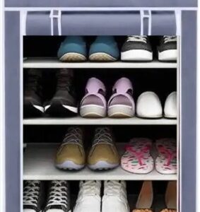 Multipurpose 4 Layer Shoe Rack With Cover Metal Pipe