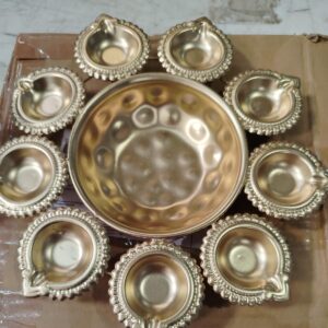Gold Colour Flower Urli Diya Plate