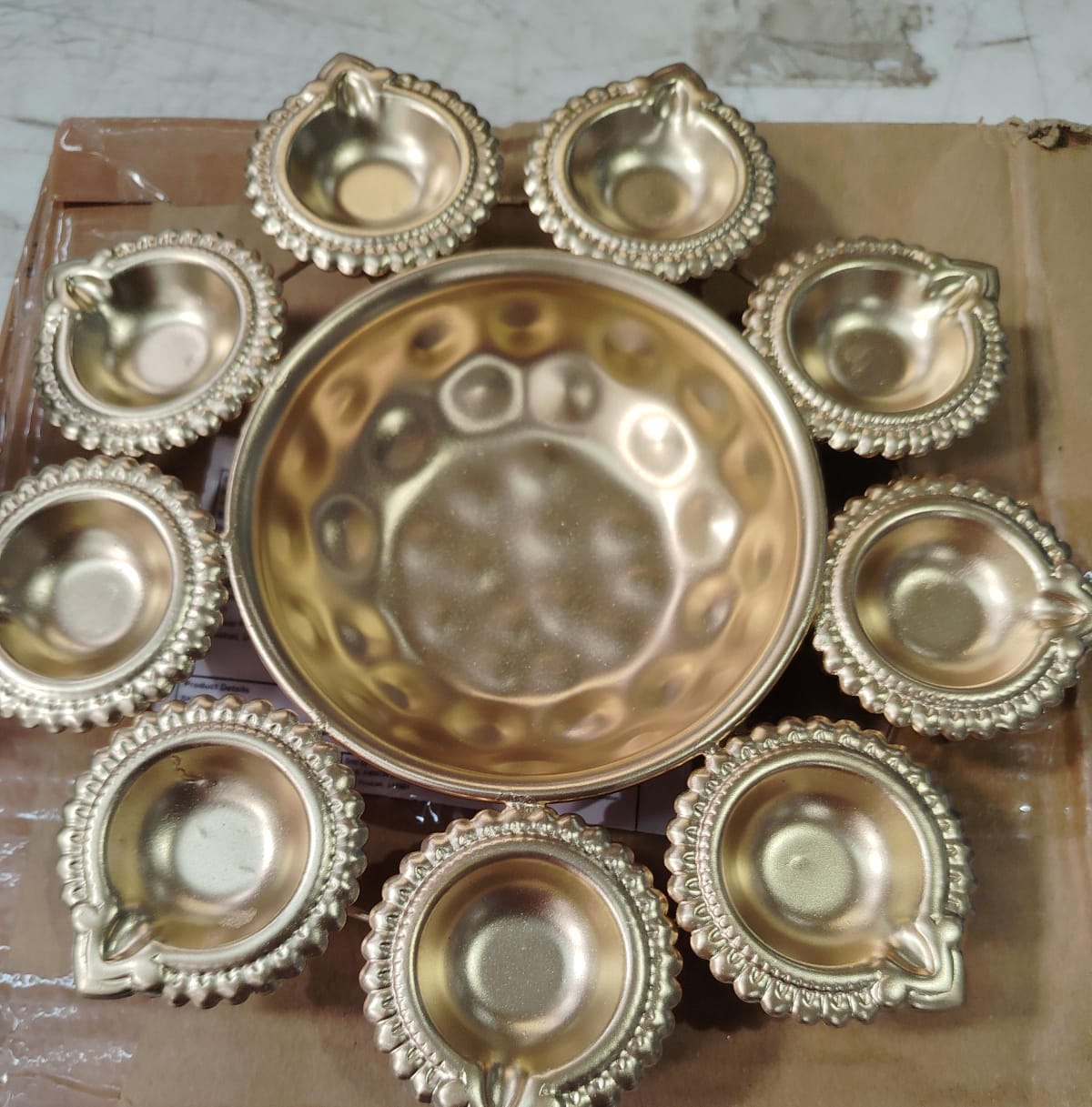 Gold Colour Flower Urli Diya Plate