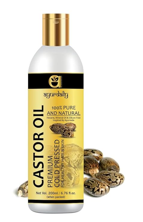 Ayur Daily Premium Cold Pressed Castor Oil Pure Natural For Healthy Hair Skin 200Ml