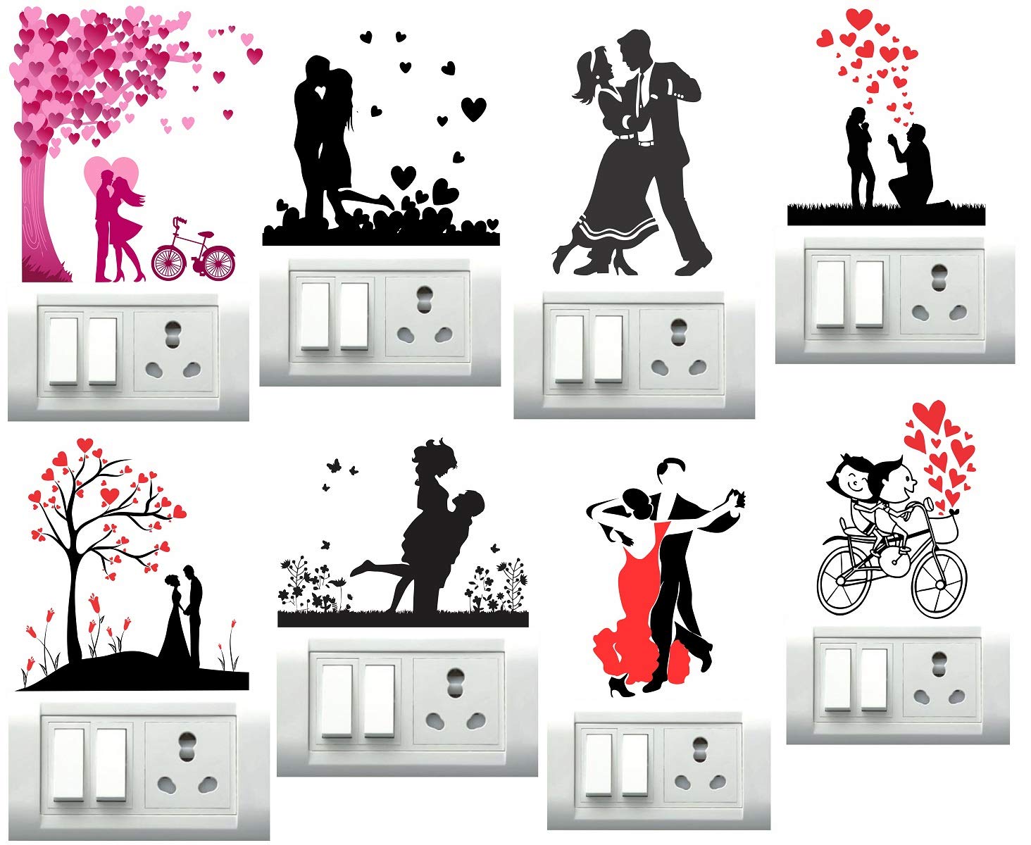 Couple Switch Board Wall Stickers For Living Room