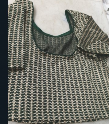 Green Printed Blouse For Women Size M