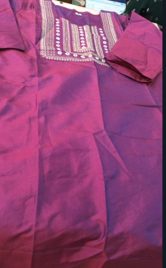 Purple Embroidery Work Kurti For Women Size M