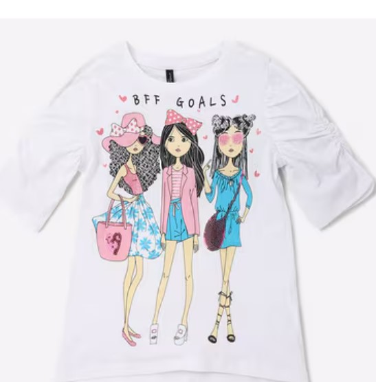 Rio Girls Graphic Print Crew Neck T Shirt Size 11 To 12 Yrs