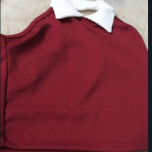 Tivante Ribbed Polo Collar Tank Top Sleeveless Maroon Crop Top For Women Size M