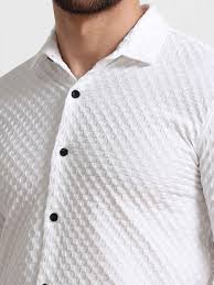 Private Lable White Checks Textured Popcorn Shirt size XL