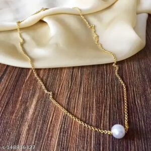 Private Label Pearly Gold plated silver necklace with pearl pendant