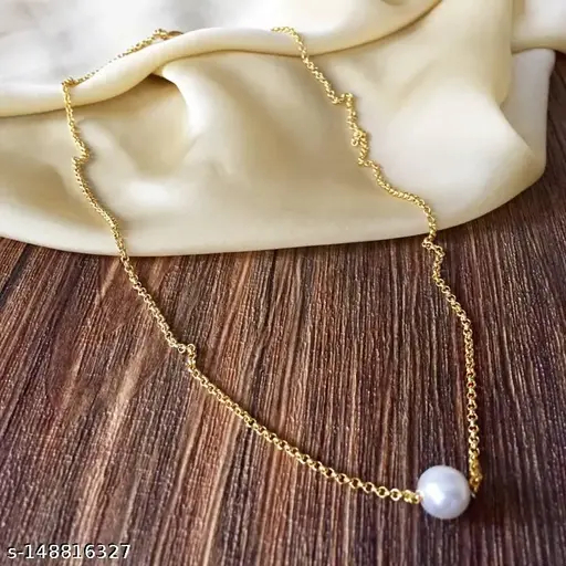 Private Label Pearly Gold plated silver necklace with pearl pendant