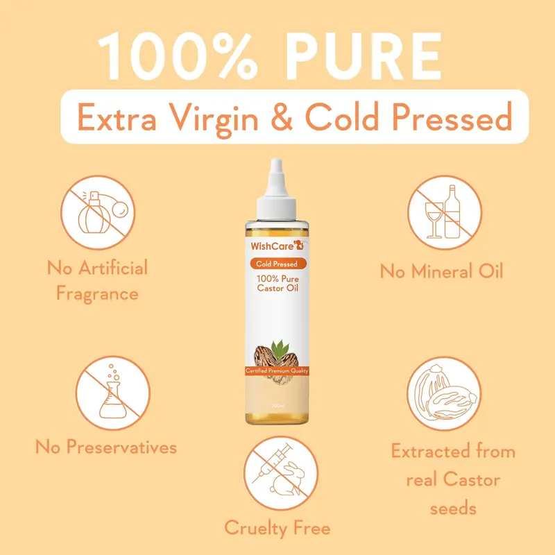 Wishcare Cold Pressed 100 Pure Castor Oil 200Ml