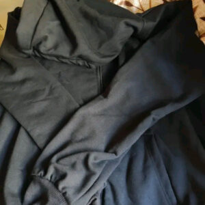 Private Lable Stylish fleece plane black zipper hoodies for women blue colour size M