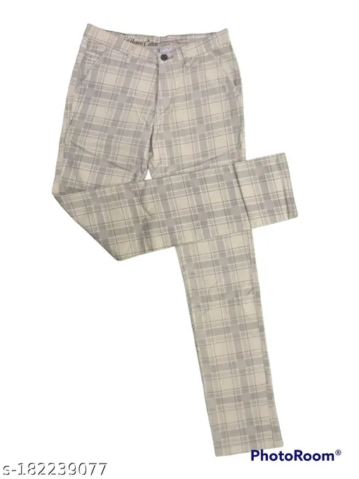 Private label Casual Men s Chex Jeans Gream Colour Size 32