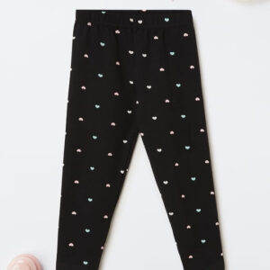 max Girls Printed Leggings color black size waist 38cm