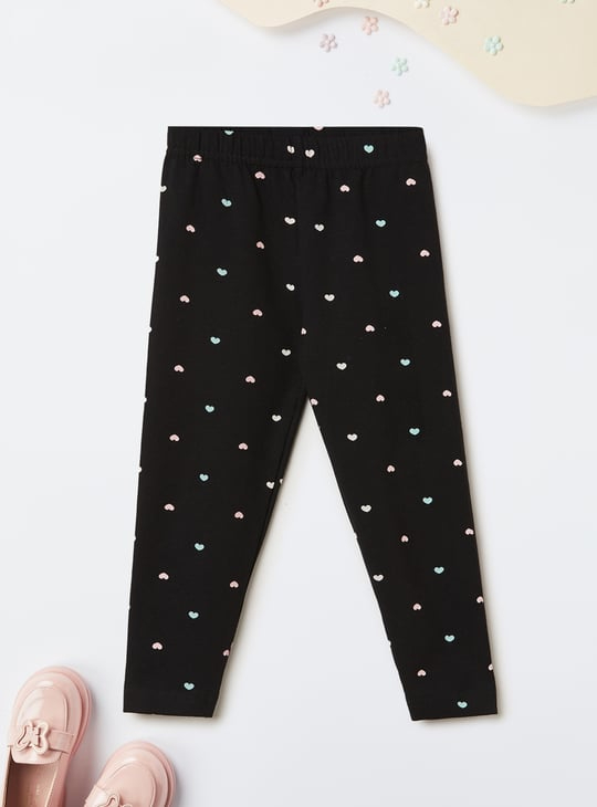max Girls Printed Leggings color black size waist 38cm