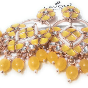 Private Label Lavomi Jewellery Set Yellow Gemstone Necklace and Earrings 18 Carat Rose Gold Plated