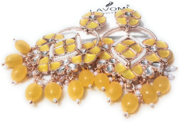 Private Label Lavomi Jewellery Set Yellow Gemstone Necklace and Earrings 18 Carat Rose Gold Plated