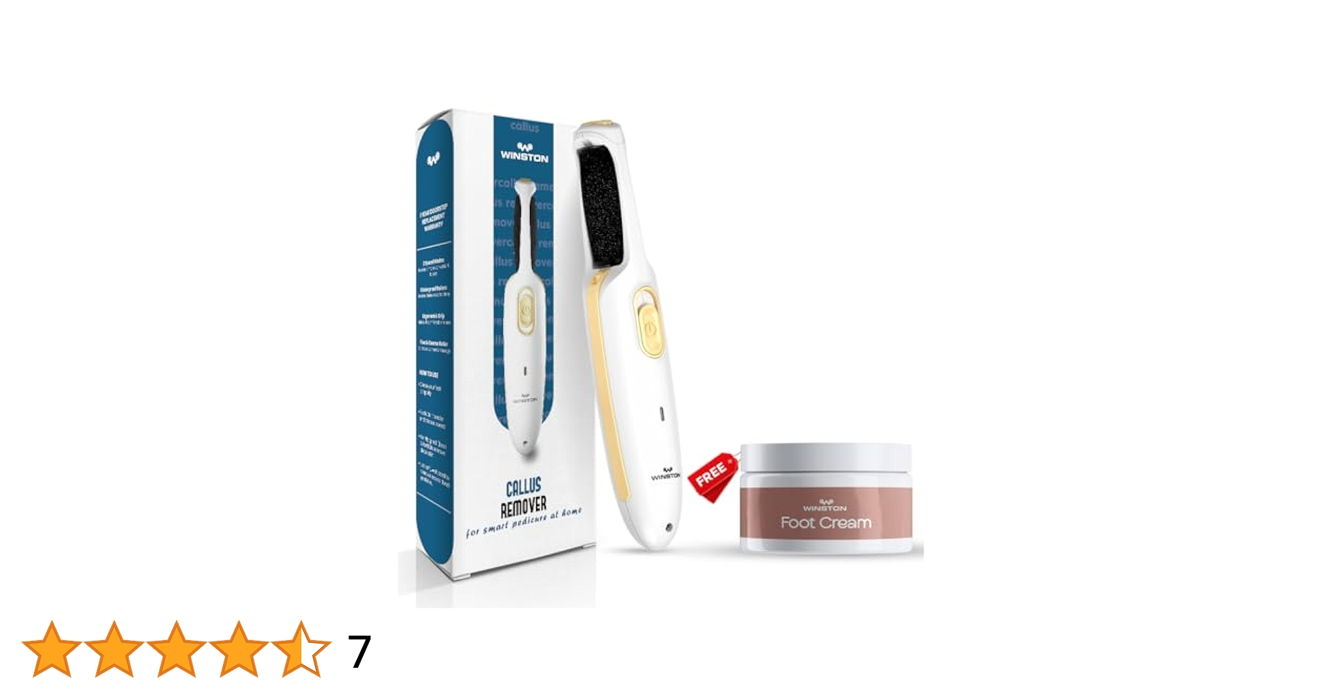 Winston Rechargeable Electric Callus Remover and Foot Cream for Feet Care Men and Women Foot care at Home white