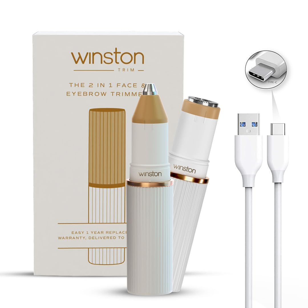 Winston Rechargeable Electric 2 in 1 Face and Eyebrow Trimmer for Women 90 Min Multi Grooming Trimmer for Eyebrow and Facial hair