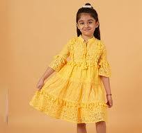 doodle kids party dress lace dress yellow colour size 12 years