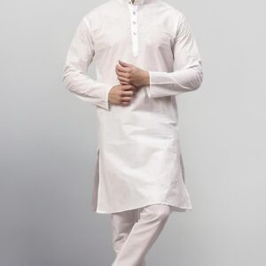 Private Lable Men s White Solid Straight Cotton Kurta size 38