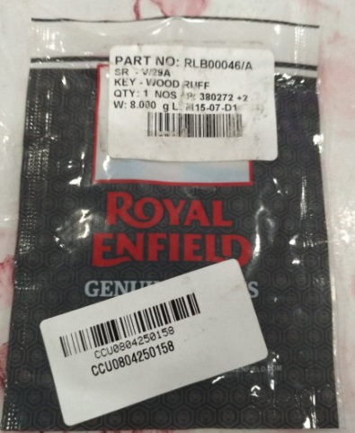 ROYAL ENFIELD key wood ruff part no-RLB00046/A