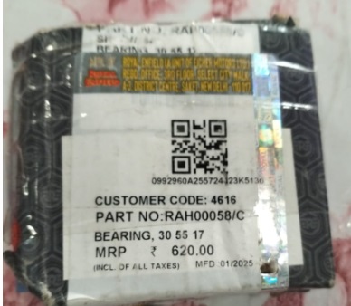 Royal enfield bearing 30 55 17 part no RAH00058/C