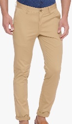 Basics Men Khaki Skinny Fit Solid Regular Trousers 40 Size