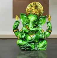 Private Label Handcrafted Lord Ganesha Idol Green Colour