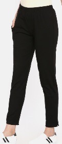 Dollar Missy Women Black Solid Classic Straight Fit Cigarette Trousers M Size