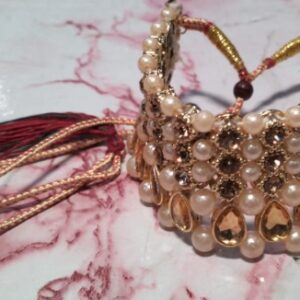 women in artificial necklace