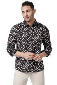 Private Label Mens Printed Shirts Black L Size