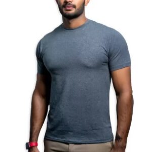 MS TS Men Self Design Round Neck Cotton Blend Grey T Shirt Size M